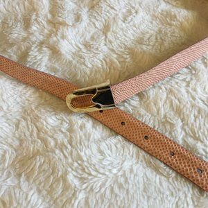 Vintage Emmanuel Rust Genuine Reptile Leather Belt Gold Buckle